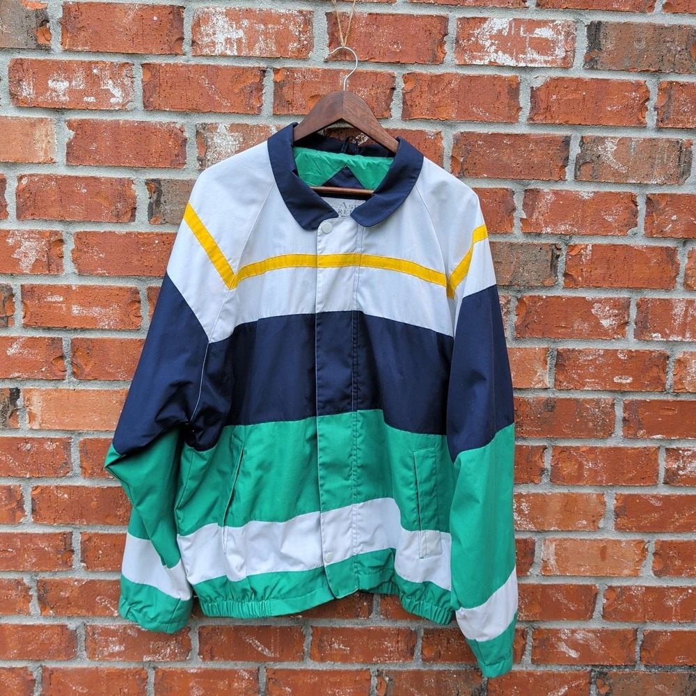 Ash Creek Trading Windbreaker‎ Jacket Mens XXL Multicolor Colorblock Striped Zip